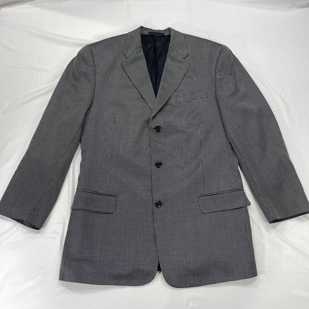 Jhane Barnes Suit Jacket Blazer Mens 41L Long Gray‎ Formal Weave Unvented